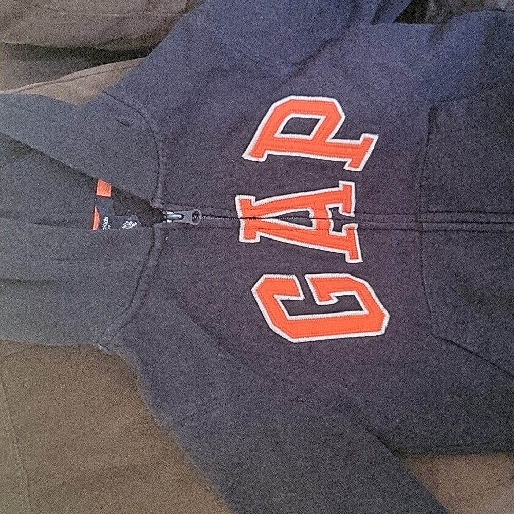 GAP Kids Dark Blue Hoodie with Orange Logo